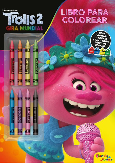  Trolls 2. Libro para colorear con ceras 