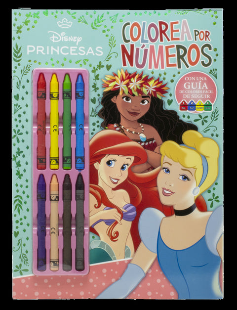  Princesas. Colorea por números con ceras 