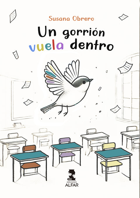  Un gorrión vuela dentro 