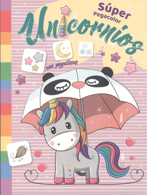  Super pegacolor unicornios con pegatinas 