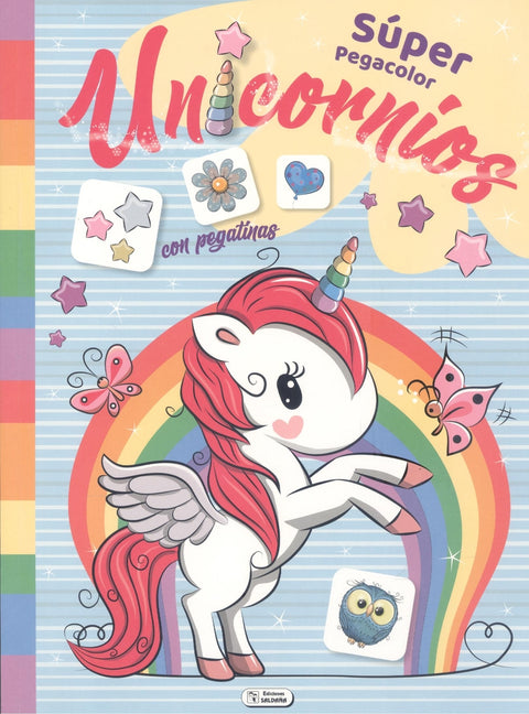  Super pegacolor unicornios con pegatinas 