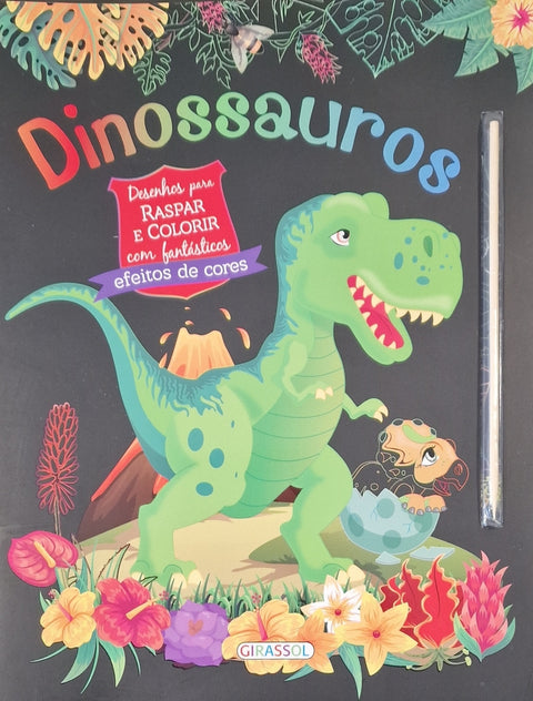  Dinossauros desenhos para raspar e colorir 