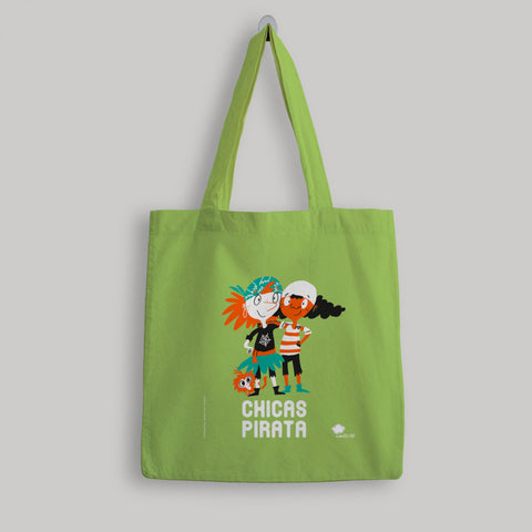  Bolsa de tela 'Chicas pirata' - color verde 