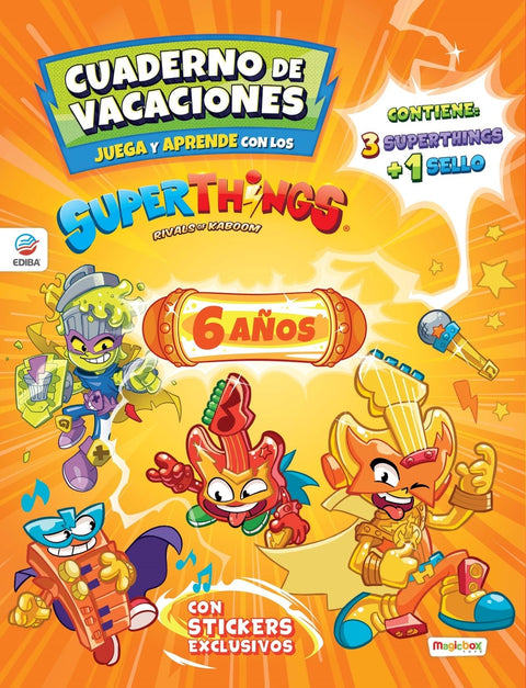  Cuaderno de Vacaciones juega y aprende Superthings Guardians of Kazoom para 6 añ 