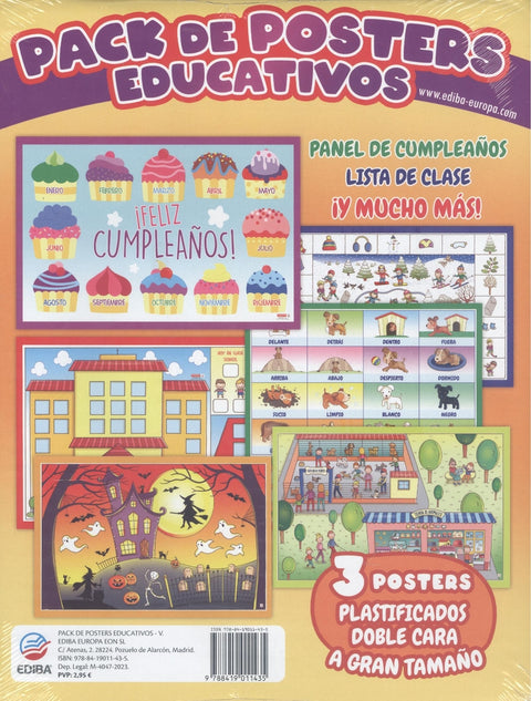  PACKS DE POSTERS EDUCATIVOS PANEL DE CUMPLEAÑOS 