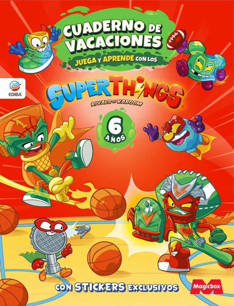  Cuaderno de Vacaciones juega y aprende Superthings Legends para 6 años 
