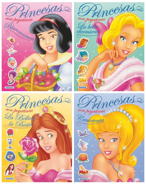  Princesas con pegatinas brillantes (4 Títulos) 