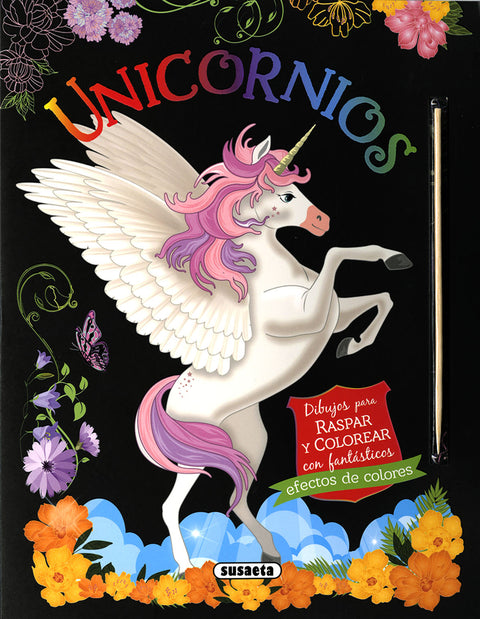  Unicornios. Dibujos para raspar y colorear 