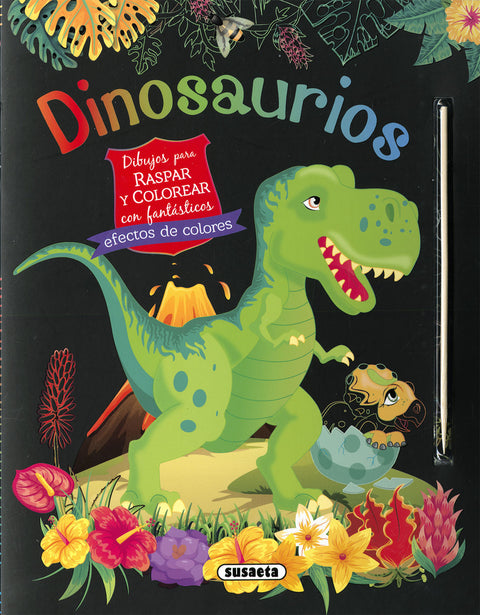  Dinosaurios. Dibujos para raspar y colorear 