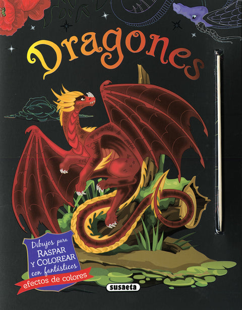  Dragones. Dibujos para raspar y colorear 