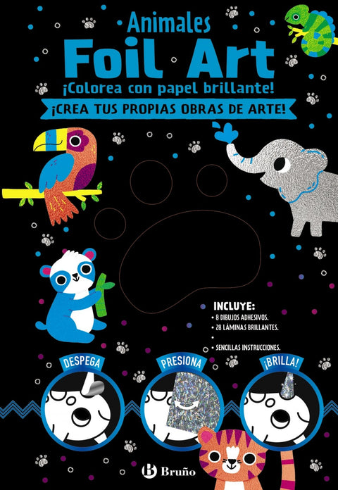  Foil Art. Colorea con papel brillante. Animales 