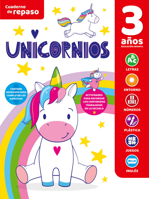  CUADERNO DE REPASO TEMÁTICO LUMINISCENTE 3 AÑOS UNICORNIOS 