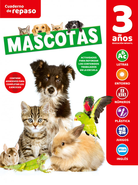  CUADERNO DE REPASO TEMÁTICO LUMINISCENTE 3 AÑOS MASCOTAS 