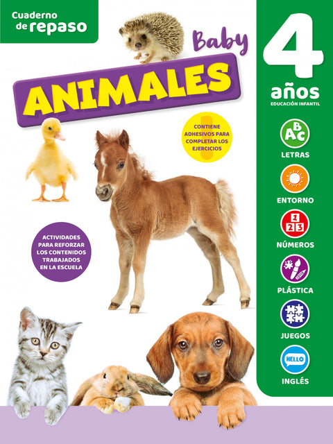  CUADERNO DE REPASO TEMÁTICO LUMINISCENTE 4 AÑOS ANIMALES BABY 
