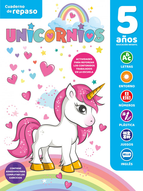 CUADERNO DE REPASO TEMÁTICO LUMINISCENTE 5 AÑOS UNICORNIOS 