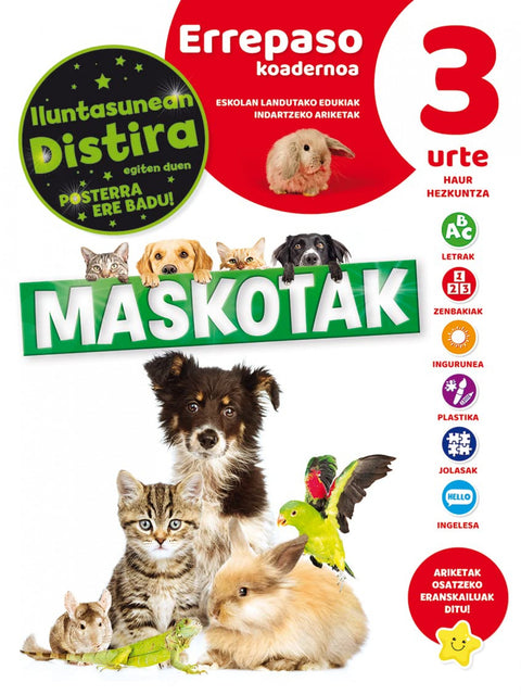  EUSKERA CUADERNO DE REPASO 3 AÑOS MASCOTAS 