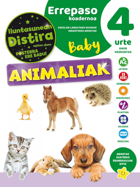  EUSKERA CUADERNO DE REPASO 4 AÑOS ANIMALES BABY 