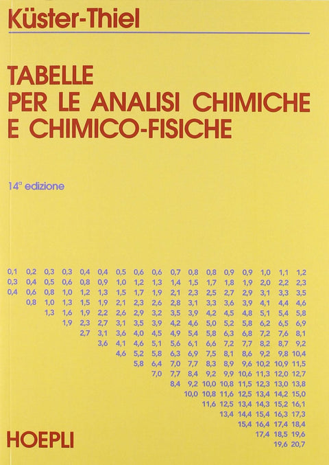  Tabelle per le analisi chimiche e chimico-fisiche 
