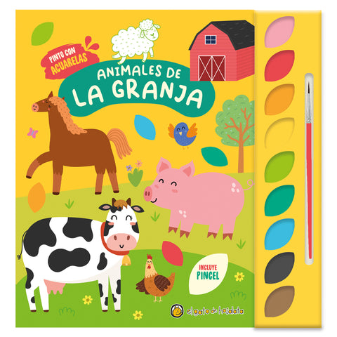  Animales de granja ('Pinto con acuarelas') 9 acuarelas+1 pincel 
