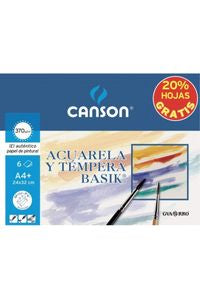  Minipack 6 laminas a4+ basik acuarela y tempera 370g 