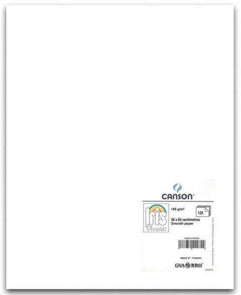  Paq 25 cartulinas 50x65 blanca iris 185 gr 