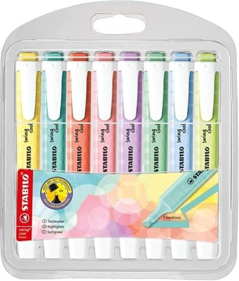 Estuche 8 marcadores fluorescentes stabilo swing cool pastel colores nuevos 