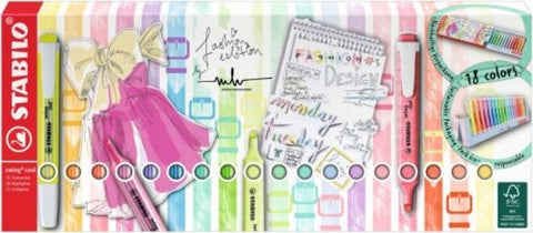 Set 18 marcadores fluorescentes stabilo swing cool pastel 8 fluor+10 pastel 