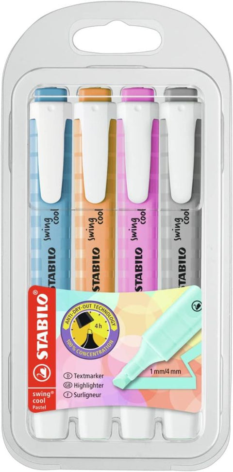  Estuche 4 marcadores fluorescentes stabilo swing cool nuevos colores 