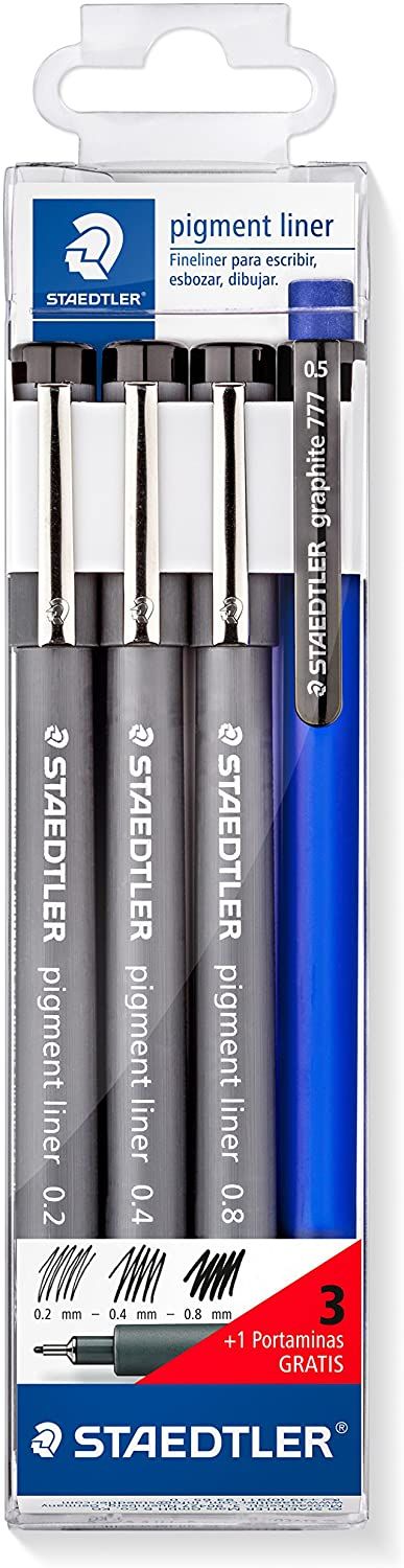  ESTUCHE 3 ROTULADORES CALIBRADOS (0,2-0,4-0,8) con portaminas de regalo 