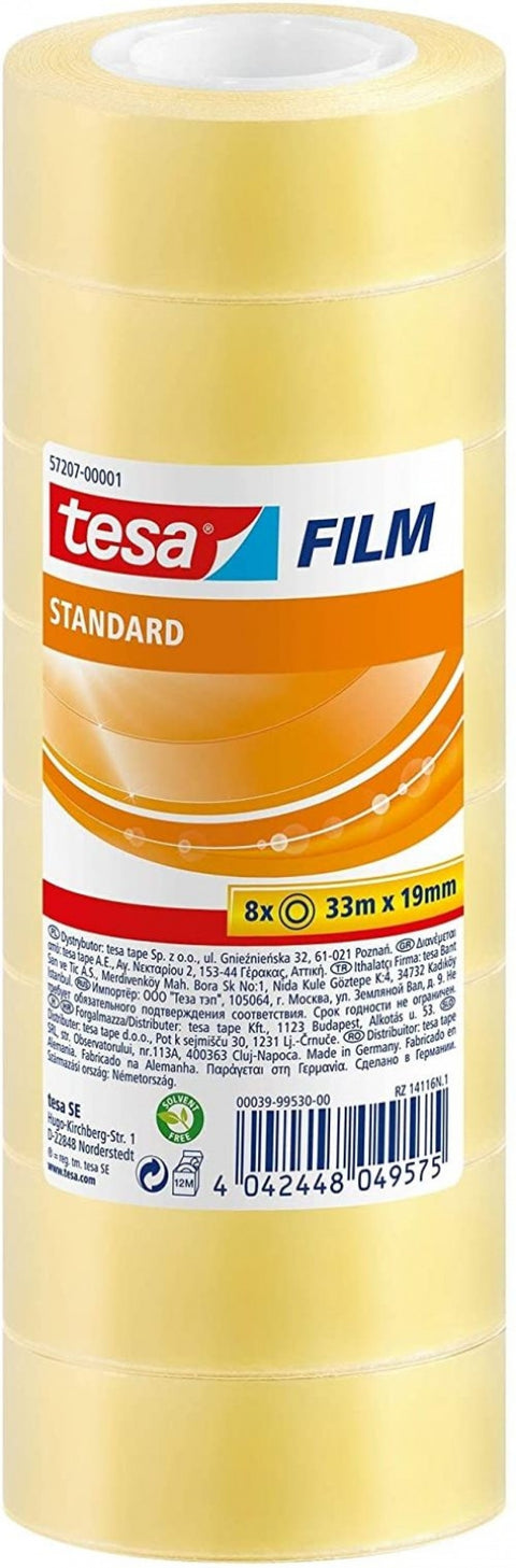  PACK 8 ROLLOS TESAFILM STANDARD 33MX19MM TESA 