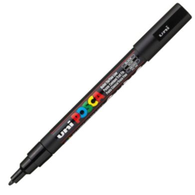  Marcador uni posca pc3m color negro 0,9-1.3mm 