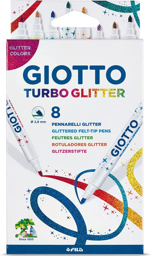  Estuche 8 rotuladores turbo glitter giotto 