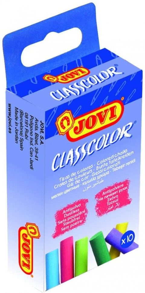  Caja 10 tizas colores antipolvo jovi 