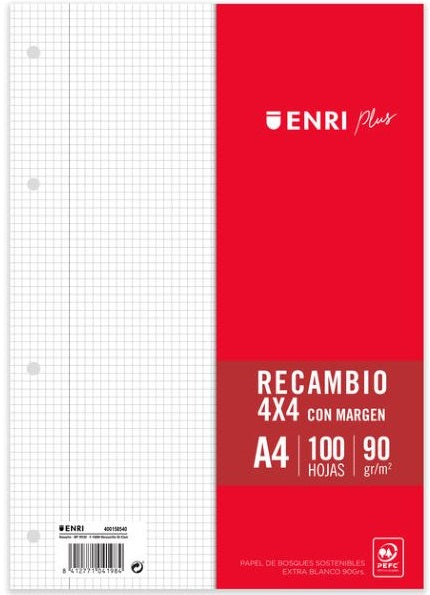  Recambio a4 4 taladros 100h 90g cuad 4x4 con margen enri 