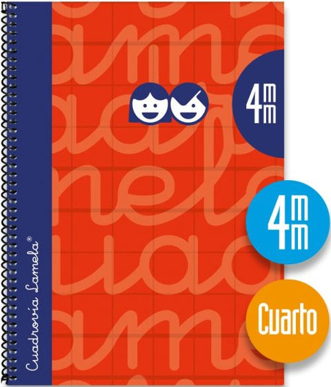 CUADERNO ESPIRAL 4º 80H 70G 4MM ROJO CUADROVIA EXTRA DURA 