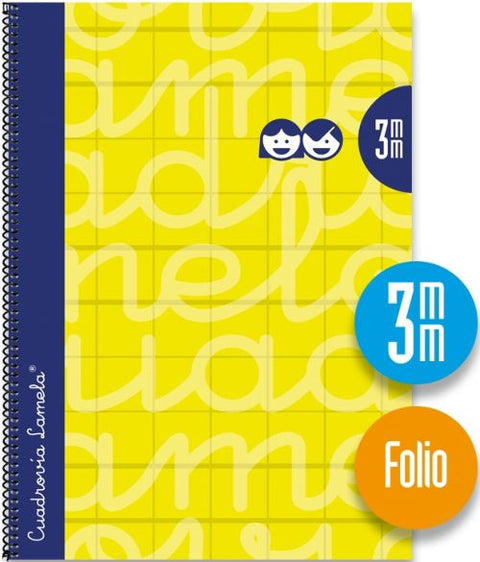  Cuaderno espiral fº 80h 70g 3mm amarillo cuadrovia extradura 