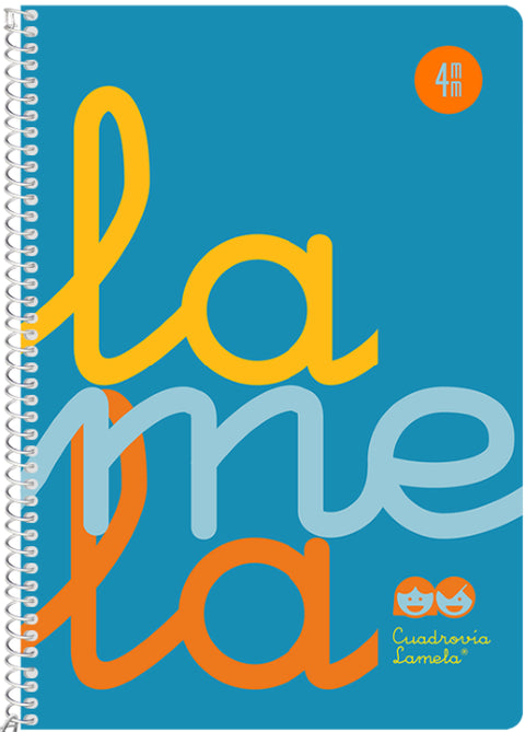  Cuaderno espiral 4º 80 hojas 90g 4mm azul cuadrovia polipropileno flúor 