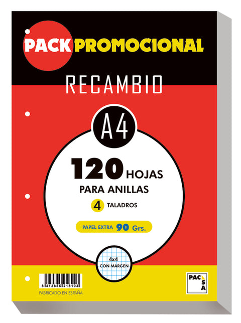  Recambio a4 100+20h 4 taladros 90g cuad.4x4 c/m pacsa 