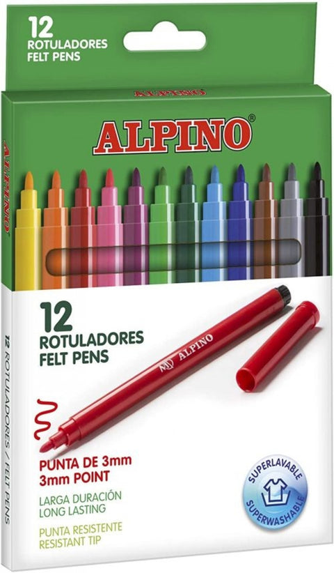 ESTUCHE 12 ROTULADORES STANDARD PUNTA FINA ALPINO 