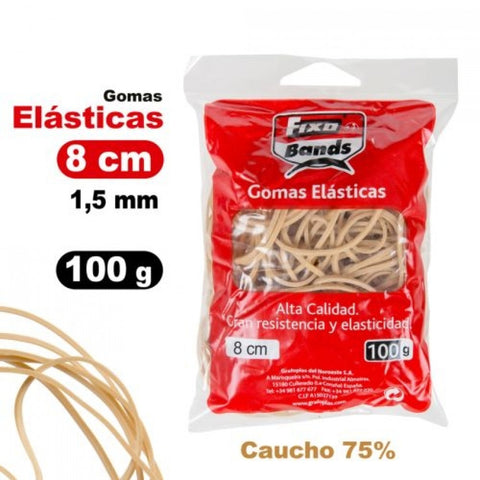  BOLSA 100G GOMAS ELASTICAS Nº8 1.5MMX8CM FIXO 