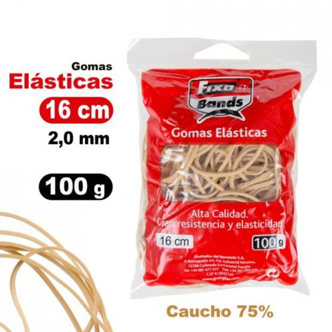  BOLSA 100G GOMAS ELASTICAS  Nº16 2MMX16CM FIXO 