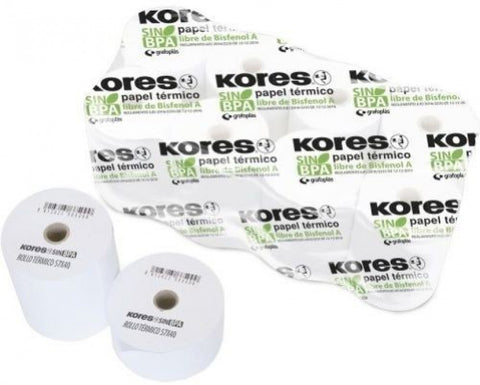  PACK 8 ROLLO PAPEL TERMICO SIN BISFENOL 80X60X12MM KORES 