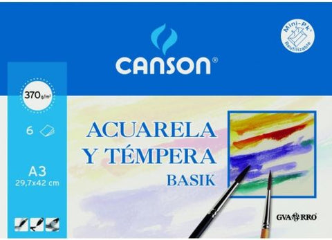  Minipack 6 laminas basik a3 acuarela y tempera 370g 