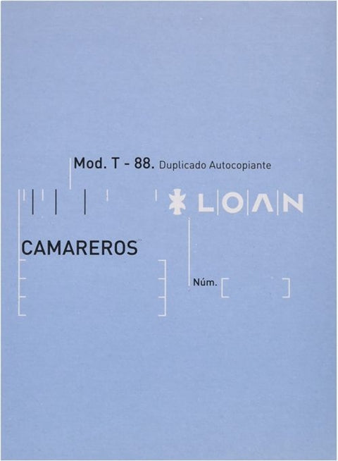 PAQ/10 TALONARIOS DE CAMAREROS 1/8 DUPLICADO AUTOCOP. T-88 