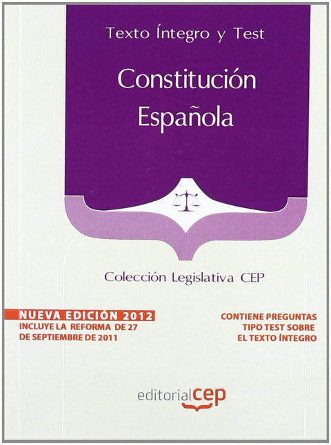  Constitucion EspañolaTexto integro y Test Coleccion Legislativa CEP 